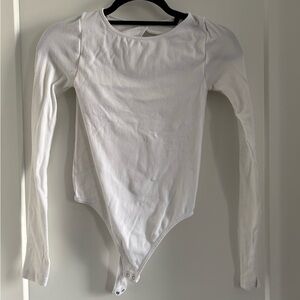 Free People White Long Sleeve Bodysuit